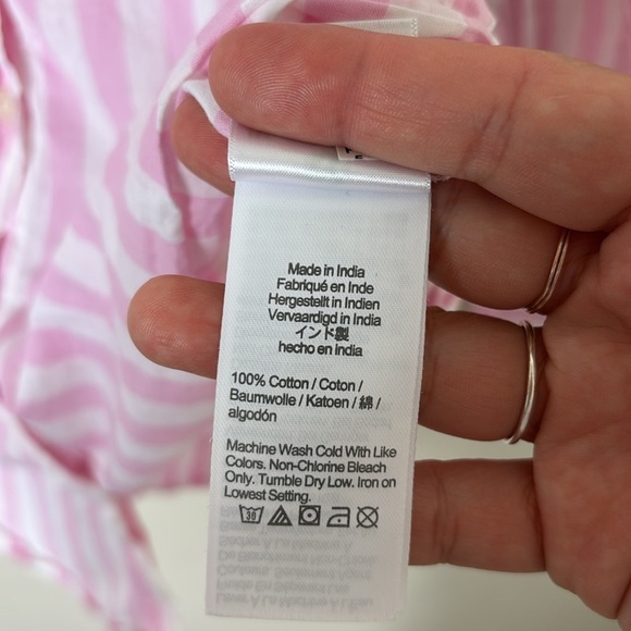 J.Crew Gingham Lightweight Button Shirt Size Medium Stripe Pink White - Picture 10 of 12